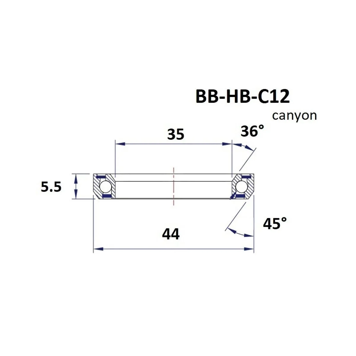 Zestaw słuchawkowy BLACK BEARING Canyon C12 36/45° (35 x 44 x 5,5 mm) - Image 2