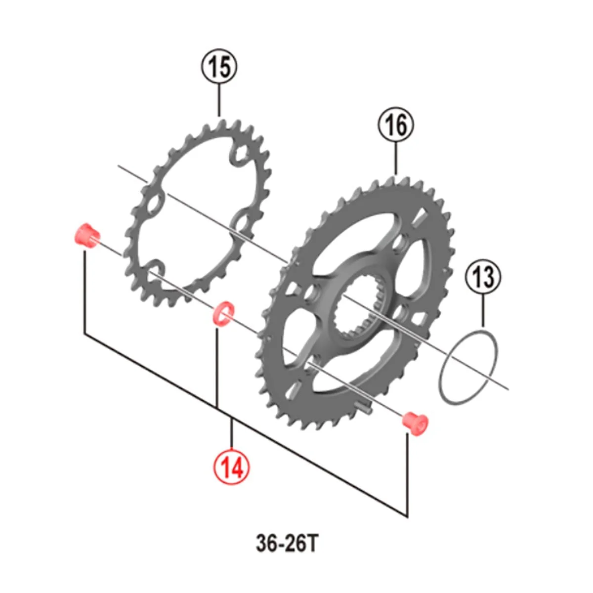 Zestaw śrub i nakrętek do podwójnego mechanizmu korbowego SHIMANO SLX FC-M7100-2 12V, czarny (x4)