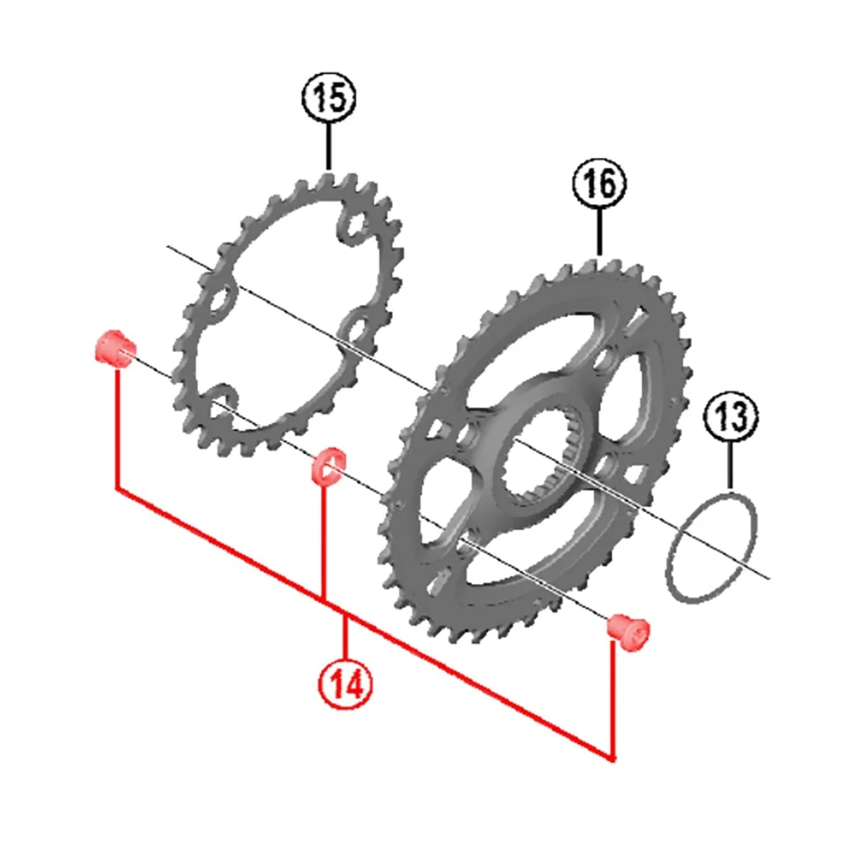Zestaw śrub i nakrętek do podwójnego mechanizmu korbowego SHIMANO XT FC-M8100-2 12V, czarny (x4)