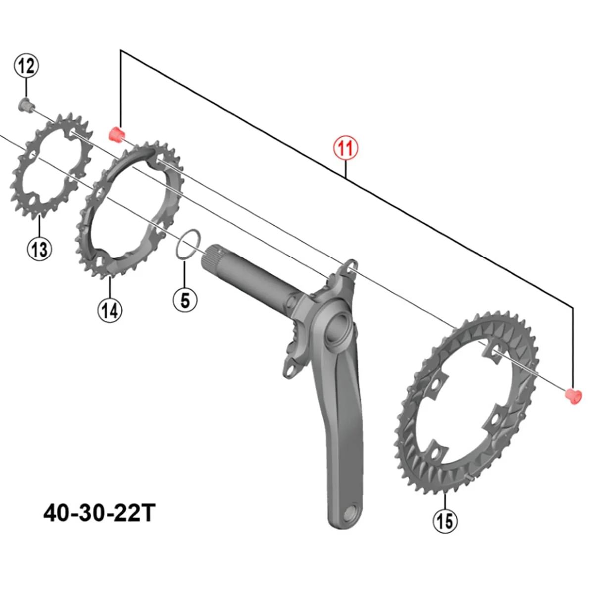 Zestaw śrub i nakrętek zewnętrznej tarczy mechanizmu korbowego do potrójnego mechanizmu korbowego SHIMANO DEORE FC-M6000 czarny (x4) - Image 2