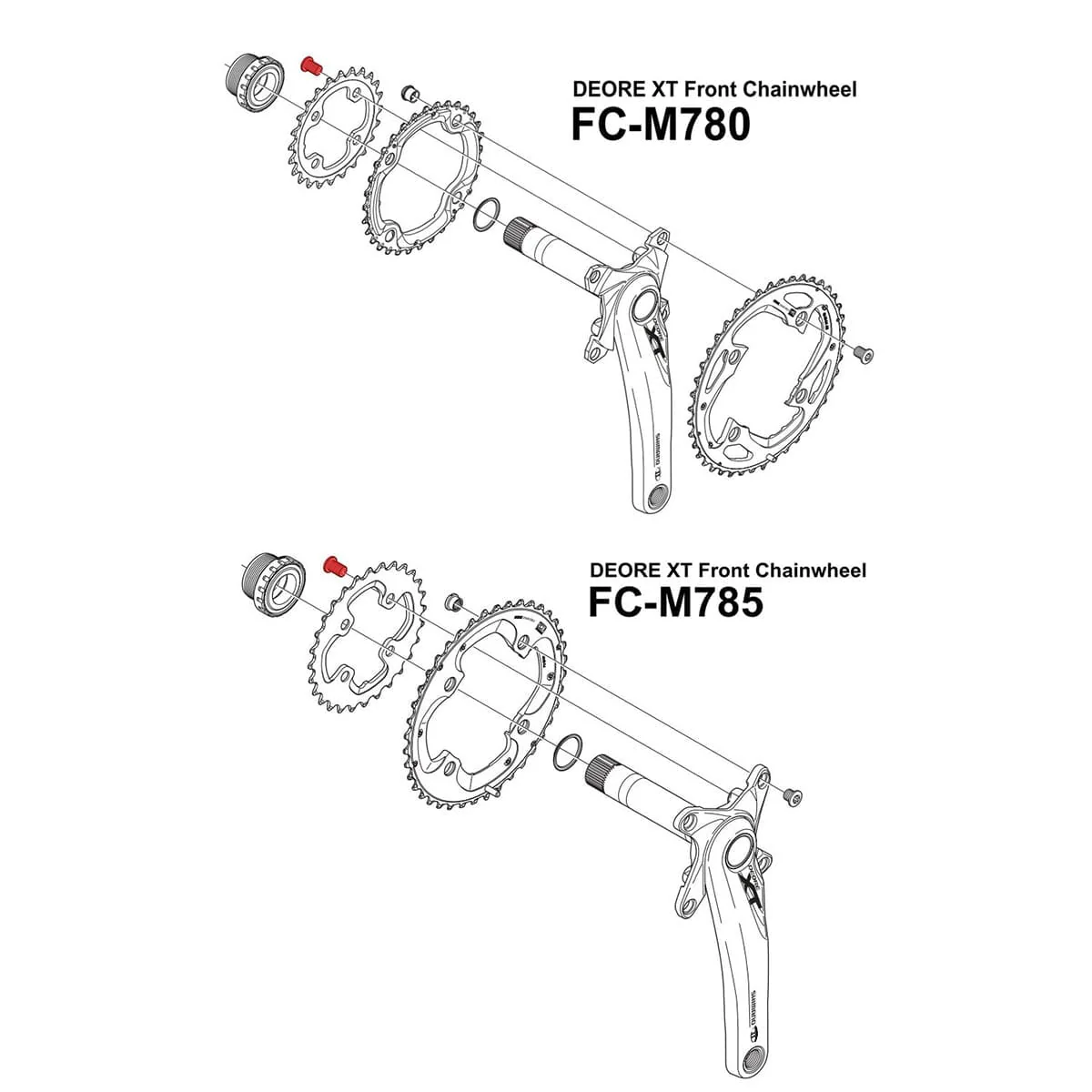 Zestaw śrub tarczy wewnętrznej do mechanizmu korbowego SHIMANO XT M780 / M785 / FC R7000, srebrny (x4) - Image 2