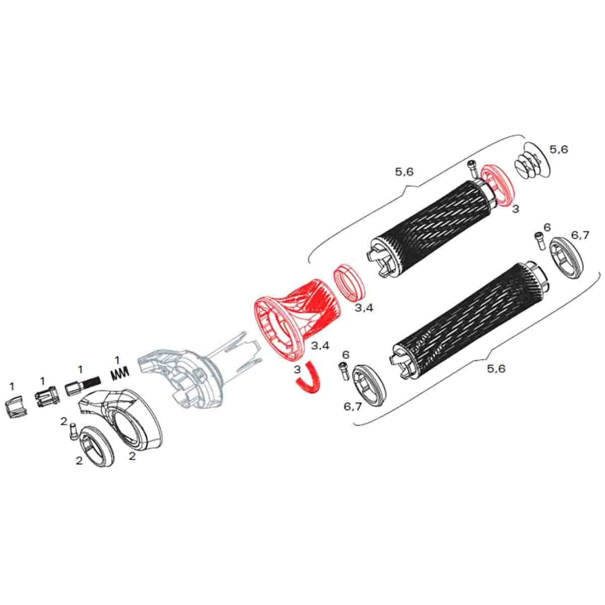 Zestaw wymiennych manetek do przedniej zmiany biegów SRAM GRIP SHIFT XX / X0 #11.7018.010.000